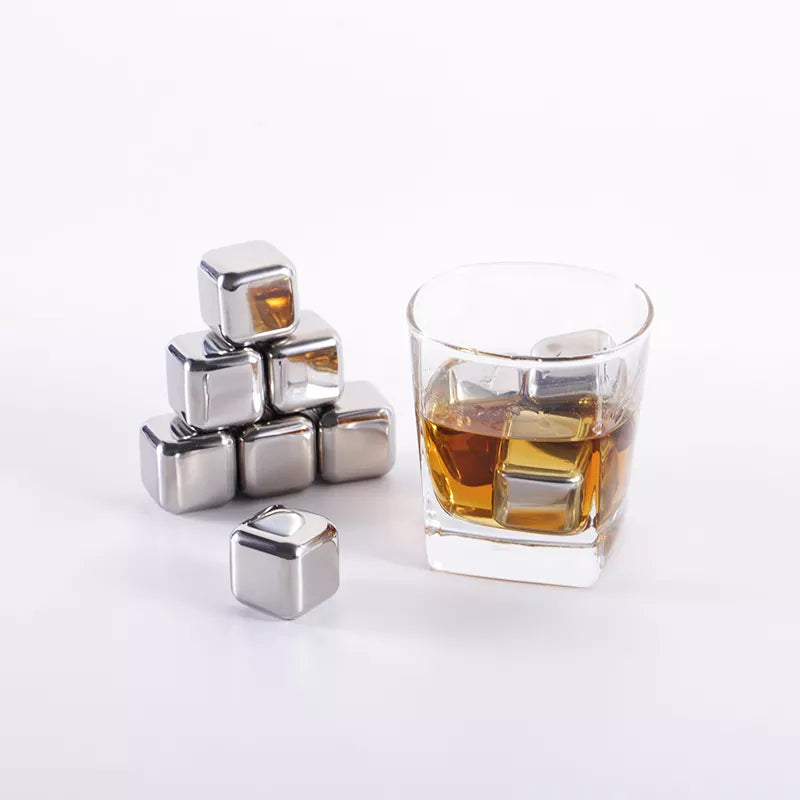 Cubos de hielo reutilizables de acero inoxidable para whisky-1.0 pulgadas,  cubos de enfriamiento de whisky, rocas de whisky, paquete de 6 unidades de